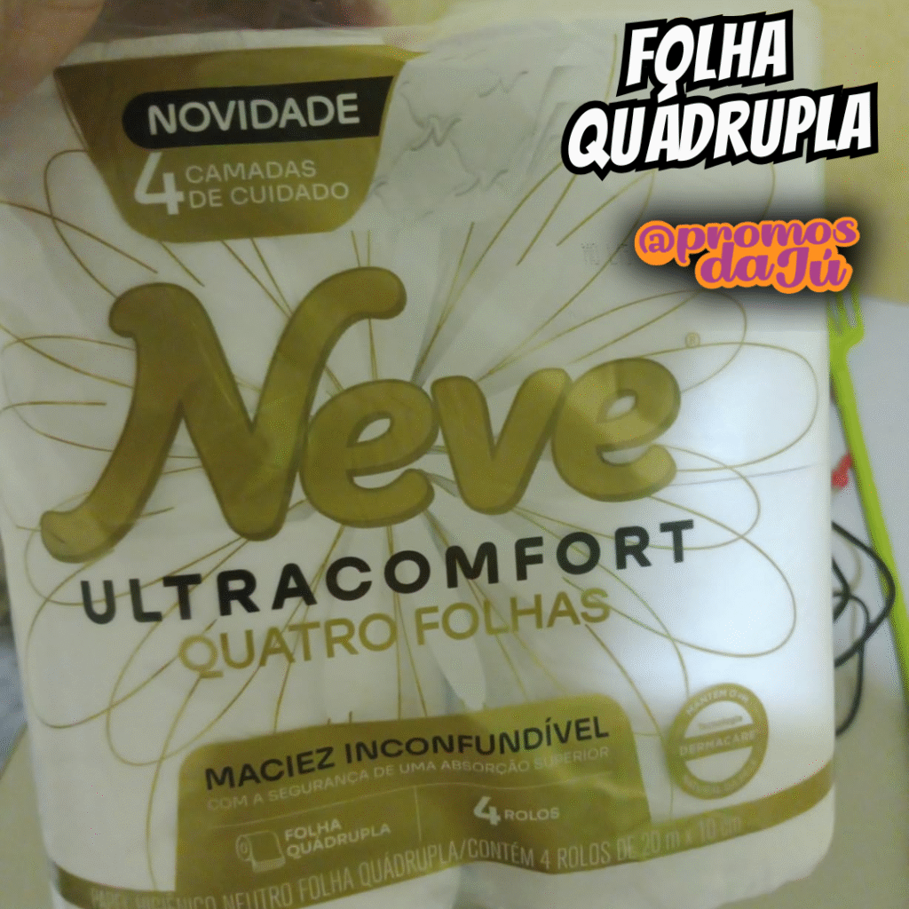 Neve Papel Higiênico Ultracomfort, Folha Quádrupla, 20m, 4 rolos